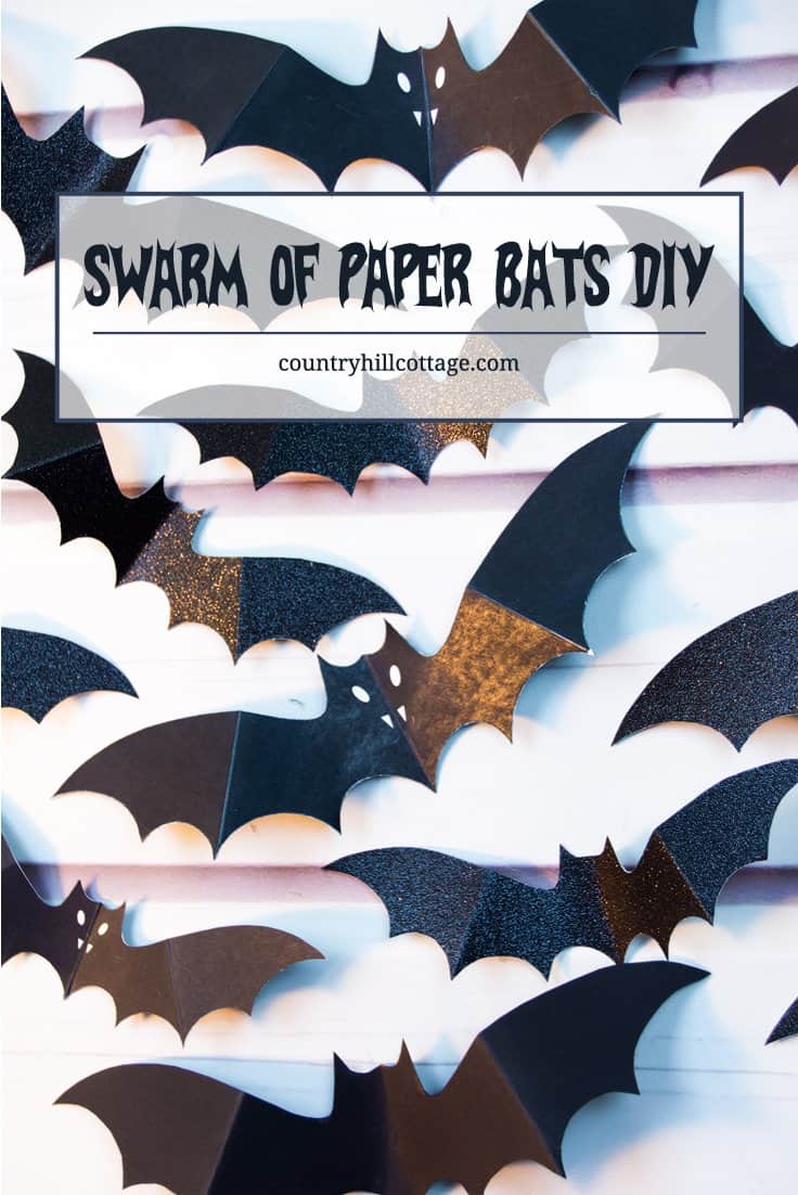 Swarm of Paper Bats DIY Halloween Wall Decoration #halloween #diy #papercrafts| countryhillcottage.com