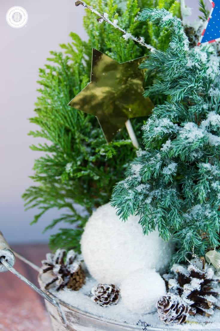 Sparkly Winter Fairy Garden Flower Arranging Tutorial | countryhillcottage.com