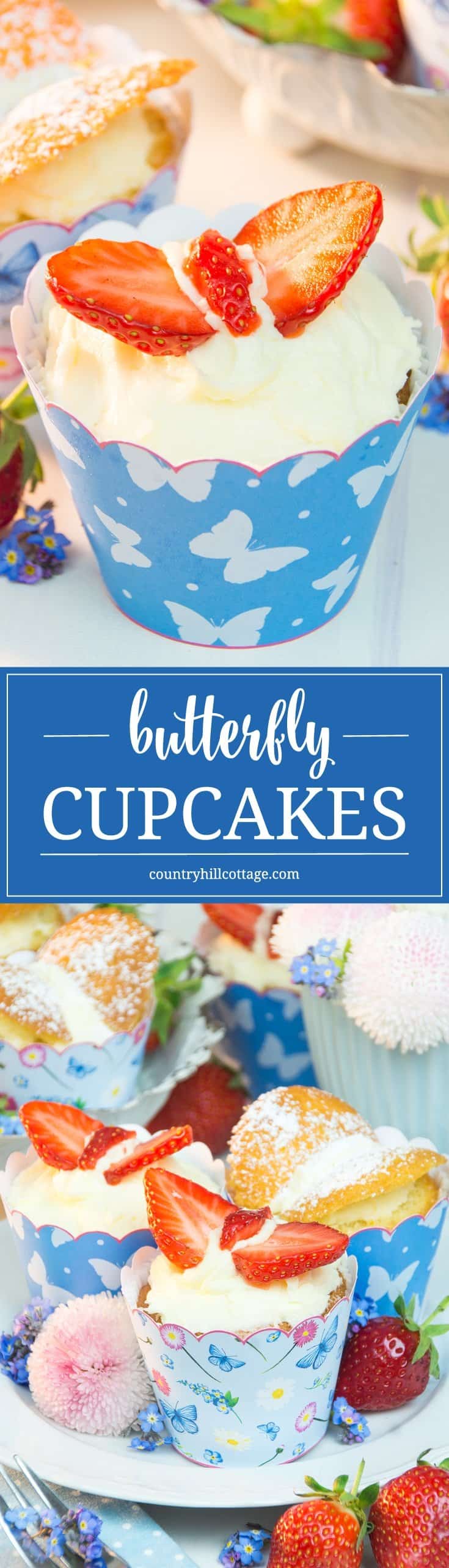 Our butterfly cupcakes are perfect treats for Mother’s Day, birthdays or bridal showers. They look extra cute served in our printable cupcake wrappers. #recipe #cupcake #butterflycupcakes | countryhillcottage.com Our butterfly cupcakes are perfect treats for Mother’s Day, birthdays or bridal showers. They look extra cute served in our printable cupcake wrappers. #recipe #cupcake #butterflycupcakes | countryhillcottage.com