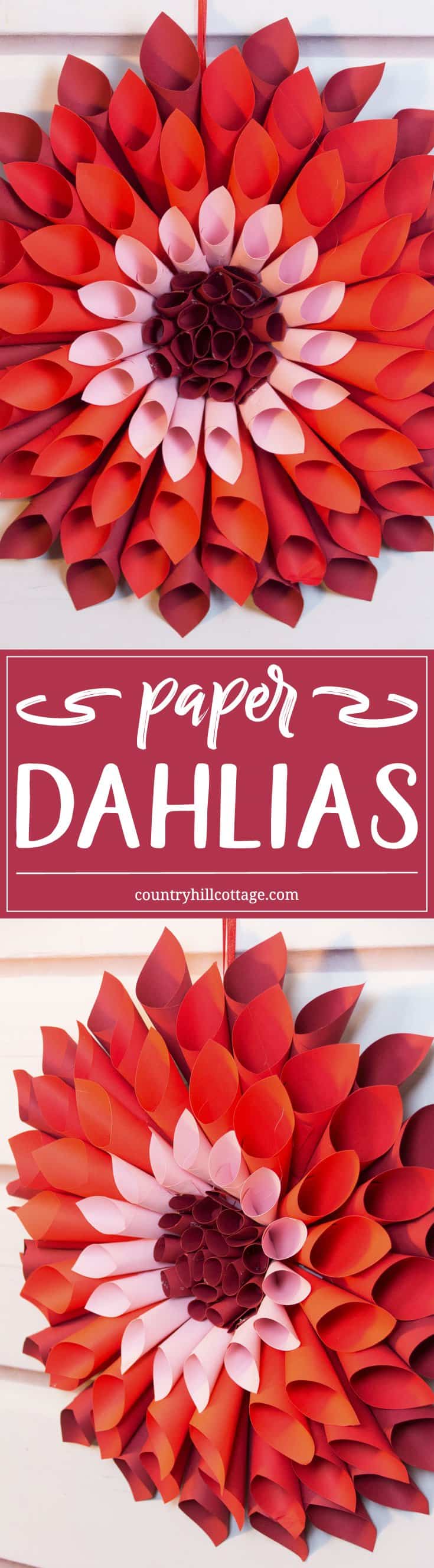 Let’s craft giant paper dahlias and use our free printable template to make crafting easier! #papercrafts |countryhillcottage.com Let’s craft giant paper dahlias and use our free printable template to make crafting easier! #papercrafts |countryhillcottage.com