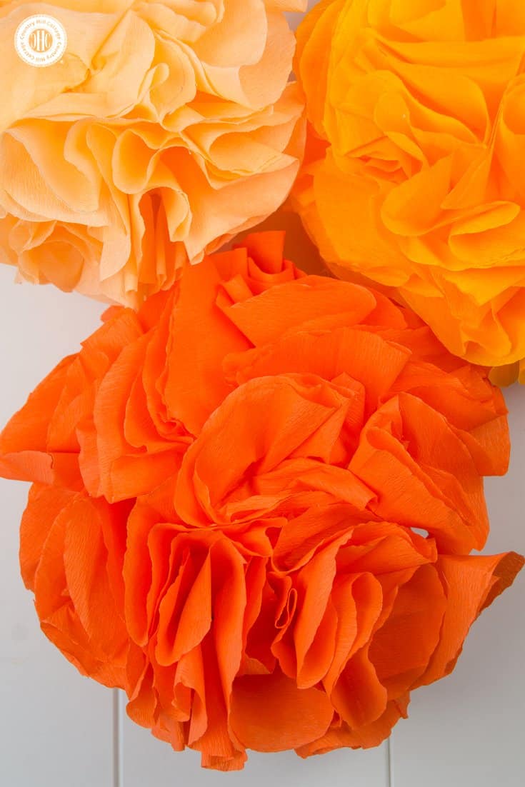 Learn how to make beautiful ruffle pom poms in this quick and easy DIY! You can make the pom poms with crepe paper, tissue paper, or fabric. Ruffle pom poms look very fluffy and elegant and are a great decoration for weddings, showers, parties and home décor.|countryhillcottage.com Learn how to make beautiful ruffle pom poms in this quick and easy DIY! You can make the pom poms with crepe paper, tissue paper, or fabric. Ruffle pom poms look very fluffy and elegant and are a great decoration for weddings, showers, parties and home décor.|countryhillcottage.com
