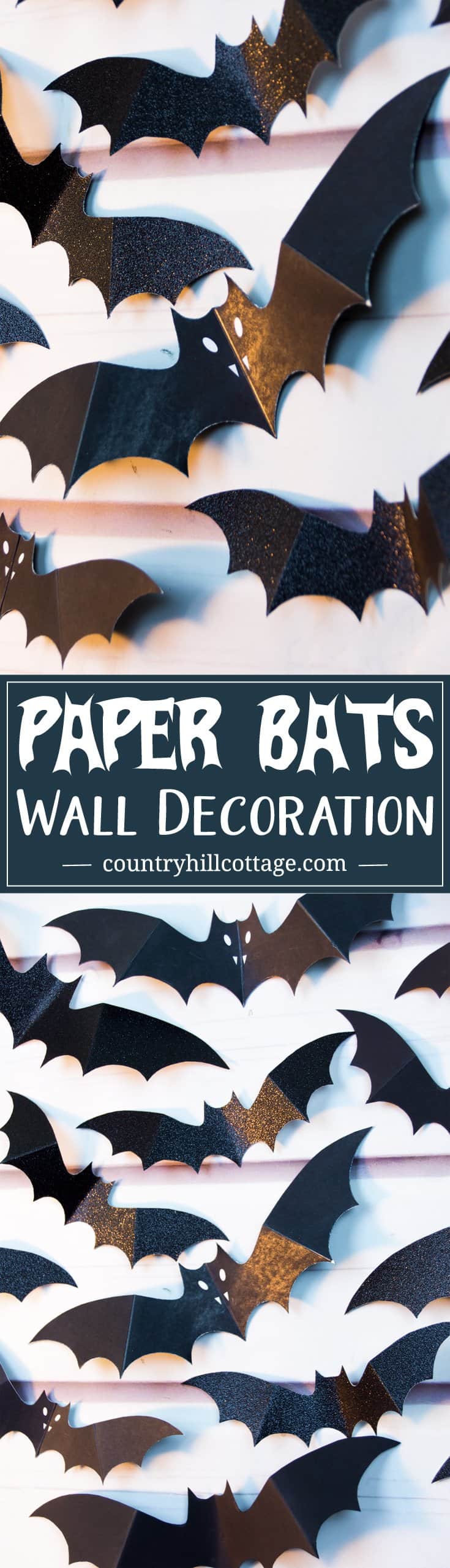 Swarm of Paper Bats DIY Halloween Wall Decoration. Visit our blog to download a free printable template to create the paper bats. #halloween #diy #papercrafts| countryhillcottage.com Swarm of Paper Bats DIY Halloween Wall Decoration. Visit our blog to download a free printable template to create the paper bats. #halloween #diy #papercrafts| countryhillcottage.com