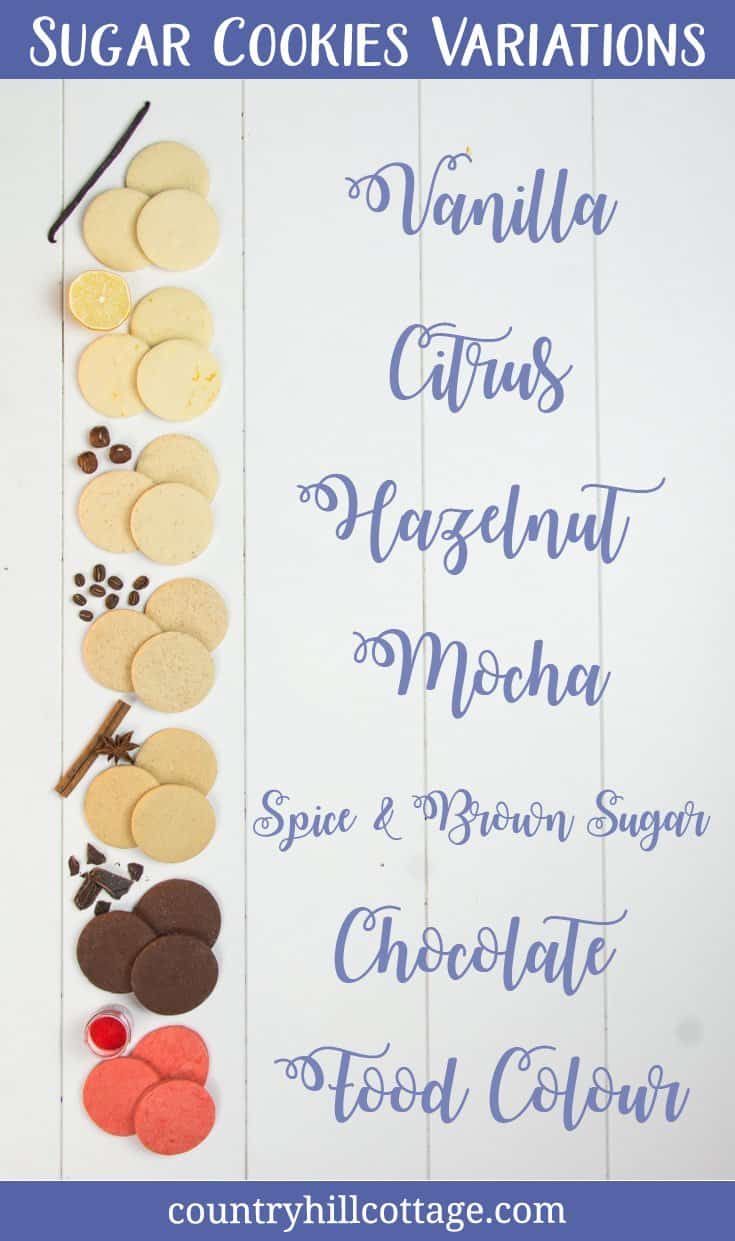 Soft, light and sweetly vanilla - this is our go-to recipe for sugar cookies. These cookies taste delicious on their own and are perfect for any cookie decorating project as they will keep their shape quite well. The dough is perfect for rolling out and cutting out cookies. We also share our favourite flavour variations for even more possibilities. #sugarcookies #cookierecipe #recipe | countryhillcottage.com