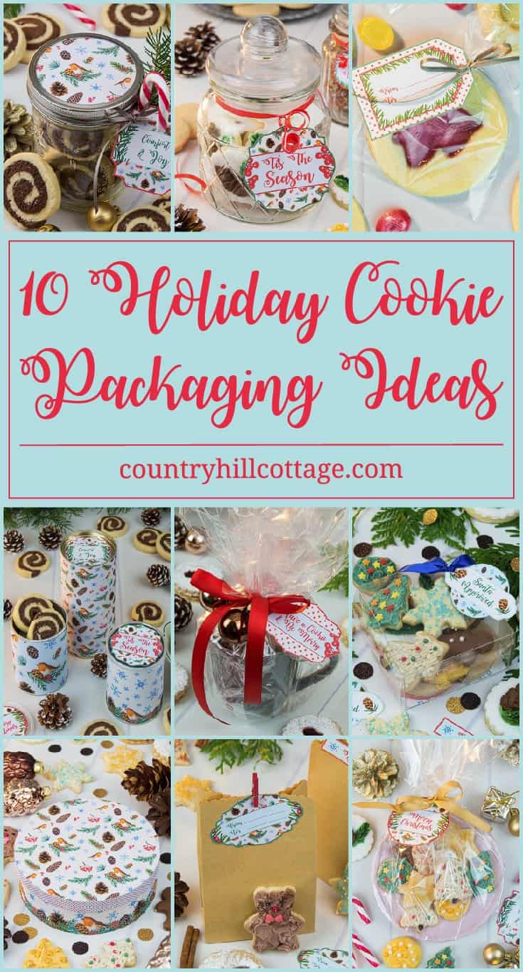 Discover 10 cookie packaging ideas and gift your homemade goods in style with free printable Christmas gift tags from our Winter in the Woods collection! Learn how to turn everyday household items into beautiful gift wraps for your cookies and treats. #Christmas #foodgifts #cookiepackaging #freebie | countryhillcottage.com