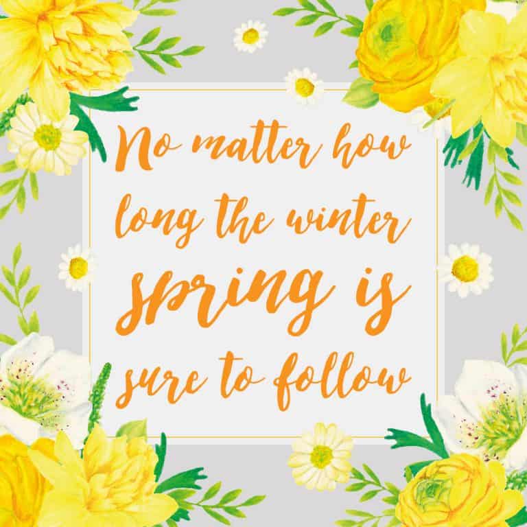 Inspirational Quote of Day: No matter how long the winter, spring is sure to follow. ~ #inspirationalquote #freebie #printable | countryhillcottage.com