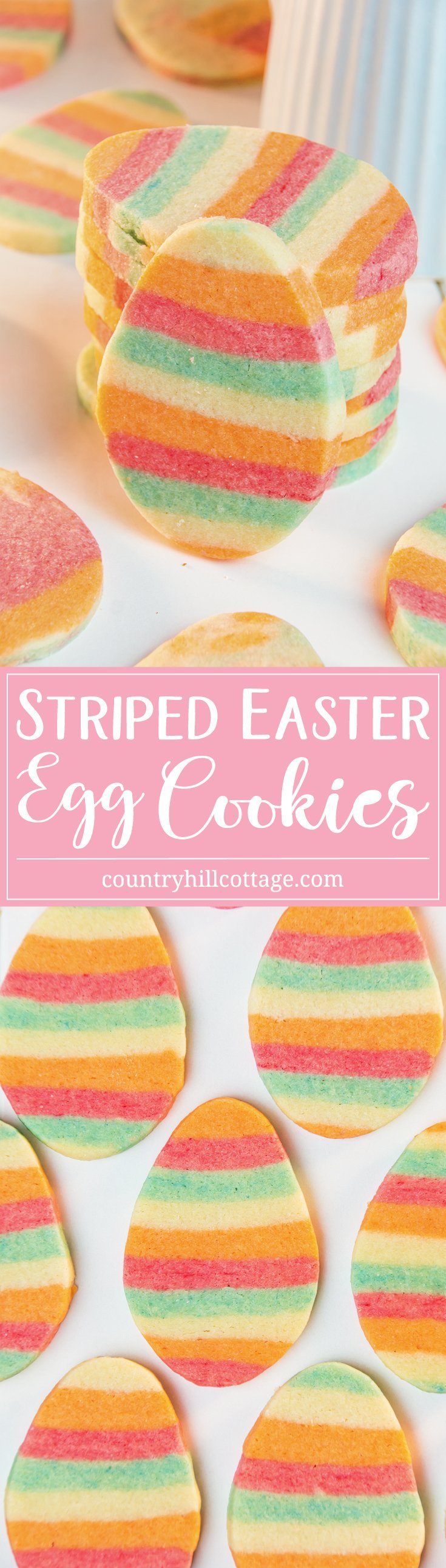 How adorable are these bunny biscuits? We used vanilla, mocha and chocolate dough for the bunny biscuits to reflect different shades of bunny fur. The details are also made with cookie dough. We tinted a small amount of vanilla cookie dough pink to create the bunny noses. #Easter #spring #biscuits #cookies #bunnybiscuits #Easternest #Eastercookies #recipe #foodgift #giftgiving | countryhillcottage.com