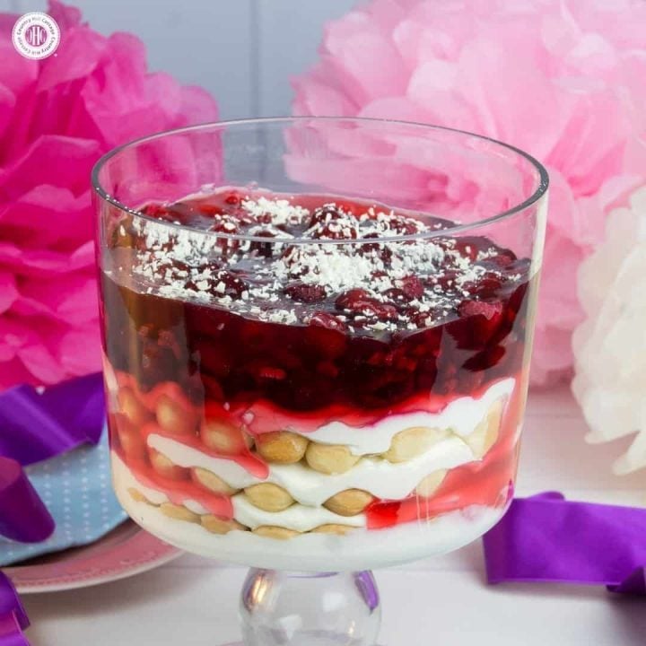 Our raspberry tiramisu is a great dessert for holidays and always a favourite among kids. The tiramisu is made with layers of rich and creamy mascarpone and cream cheese mix, sweet sponge fingers, tart raspberry and refreshing raspberry jello. We love to serve this treat at parties and wins over the crowd every time. #raspberry #tiramisu #dessert #recipe | countryhillcottage.com