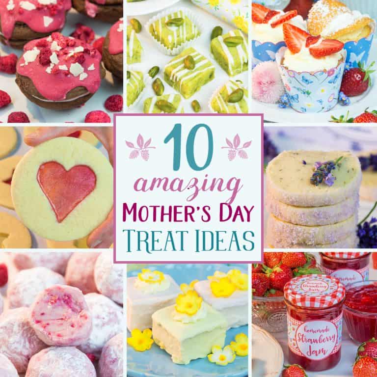 We’ve rounded up 10 easy Mother's Day treat ideas to celebrate Mum. Our list of homemade food gifts and Mother’s Day sweets includes biscuits, truffles, cupcakes, mini cakes, fondant fancies, and delicious strawberry jam. Each recipe comes with free printable labels or treat boxes, giving you everything you need to create a special present that Mum can cherish. #mothersday #foodgifts #giftgiving #cookies #prinatbles | countryhillcottage.com