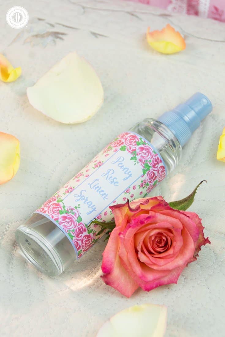 Looking for a quick way to freshen up the house? Then whip up our peony rose linen spray with essential oils! This DIY linen spray is made only with natural ingredients. It’s child-friendly and pet-safe. Mist pillows, blankets, shower curtains, sofas. Spray it on linens before ironing or the little one’s stuffed animals. Use our free printable label decorate the linen spray. #linenspray #pillowmist #peony #rose #diy #printables #diygift | countryhillcottage.com Looking for a quick way to freshen up the house? Then whip up our peony rose linen spray with essential oils! This DIY linen spray is made only with natural ingredients. It’s child-friendly and pet-safe. Mist pillows, blankets, shower curtains, sofas. Spray it on linens before ironing or the little one’s stuffed animals. Use our free printable label decorate the linen spray. #linenspray #pillowmist #peony #rose #diy #printables #diygift | countryhillcottage.com