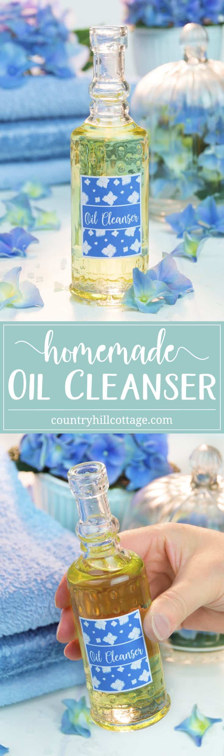 Get rid of all the grit and grime from the day with this DIY oil cleanser. It’s a great and gentle way to remove makeup and clear clogged pores. If you have oily, acne-prone skin, it may seem counterintuitive to use oil for cleaning. But the opposite is true. Jojoba oil using signals the skin to produce less sebum and grapeseed oil is anti-inflammatory and rich in vitamin E. #essentialoils #oilcleanser #skincare #beautyrecipe #diybeauty #clearskin | countryhillcottage.com Get rid of all the grit and grime from the day with this DIY oil cleanser. It’s a great and gentle way to remove makeup and clear clogged pores. If you have oily, acne-prone skin, it may seem counterintuitive to use oil for cleaning. But the opposite is true. Jojoba oil using signals the skin to produce less sebum and grapeseed oil is anti-inflammatory and rich in vitamin E. #essentialoils #oilcleanser #skincare #beautyrecipe #diybeauty #clearskin | countryhillcottage.com