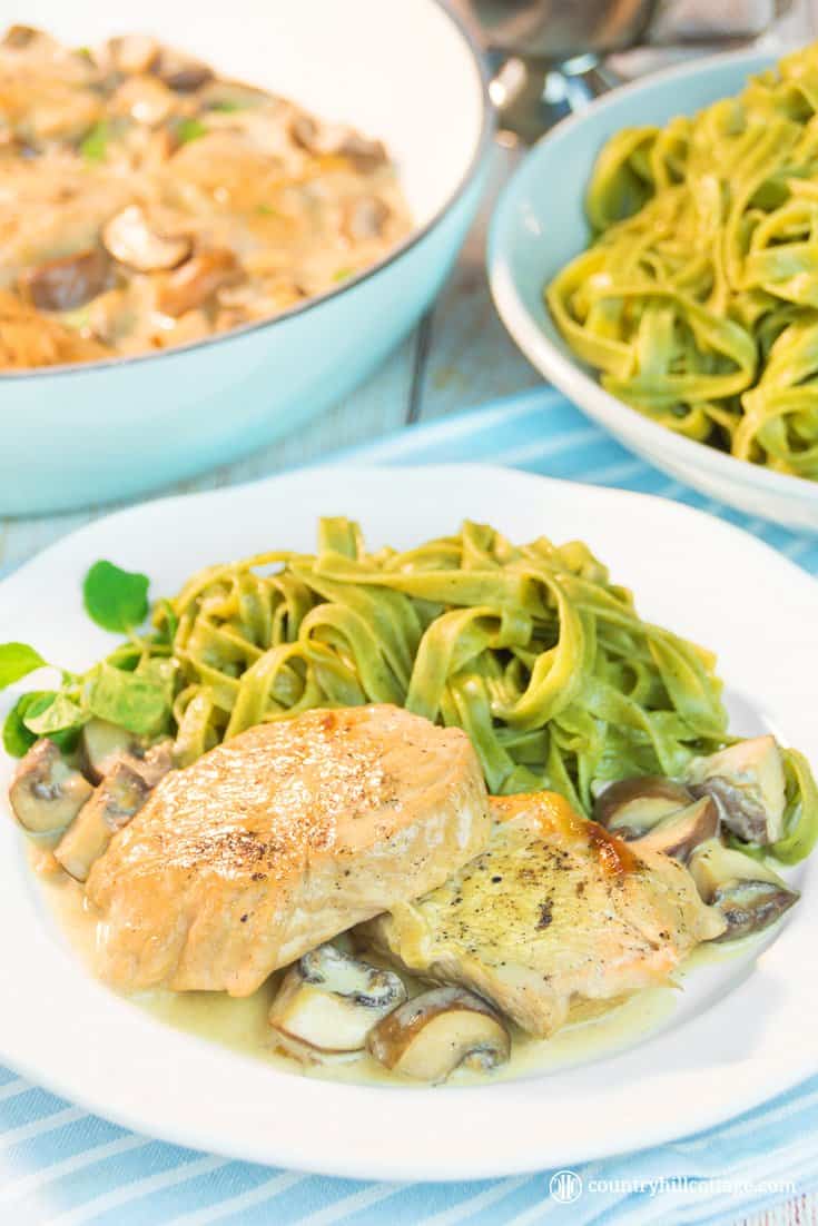 Turkey cutlets with mushrooms gravy are incredibly easy to make and done in under one hour. Button mushrooms, onions, and cream create a delicious gravy, which drenches the juicy cutlets rich, flavourful goodness. And as the turkey chops simmer in the tasty gravy, there’s zero chance the meat dries out. You can prepare the recipe with both turkey and chicken cutlets. #turkey #mushrooms #gravy #mushroomgravy | countryhillcottage.com Turkey cutlets with mushrooms gravy are incredibly easy to make and done in under one hour. Button mushrooms, onions, and cream create a delicious gravy, which drenches the juicy cutlets rich, flavourful goodness. And as the turkey chops simmer in the tasty gravy, there’s zero chance the meat dries out. You can prepare the recipe with both turkey and chicken cutlets. #turkey #mushrooms #gravy #mushroomgravy | countryhillcottage.com