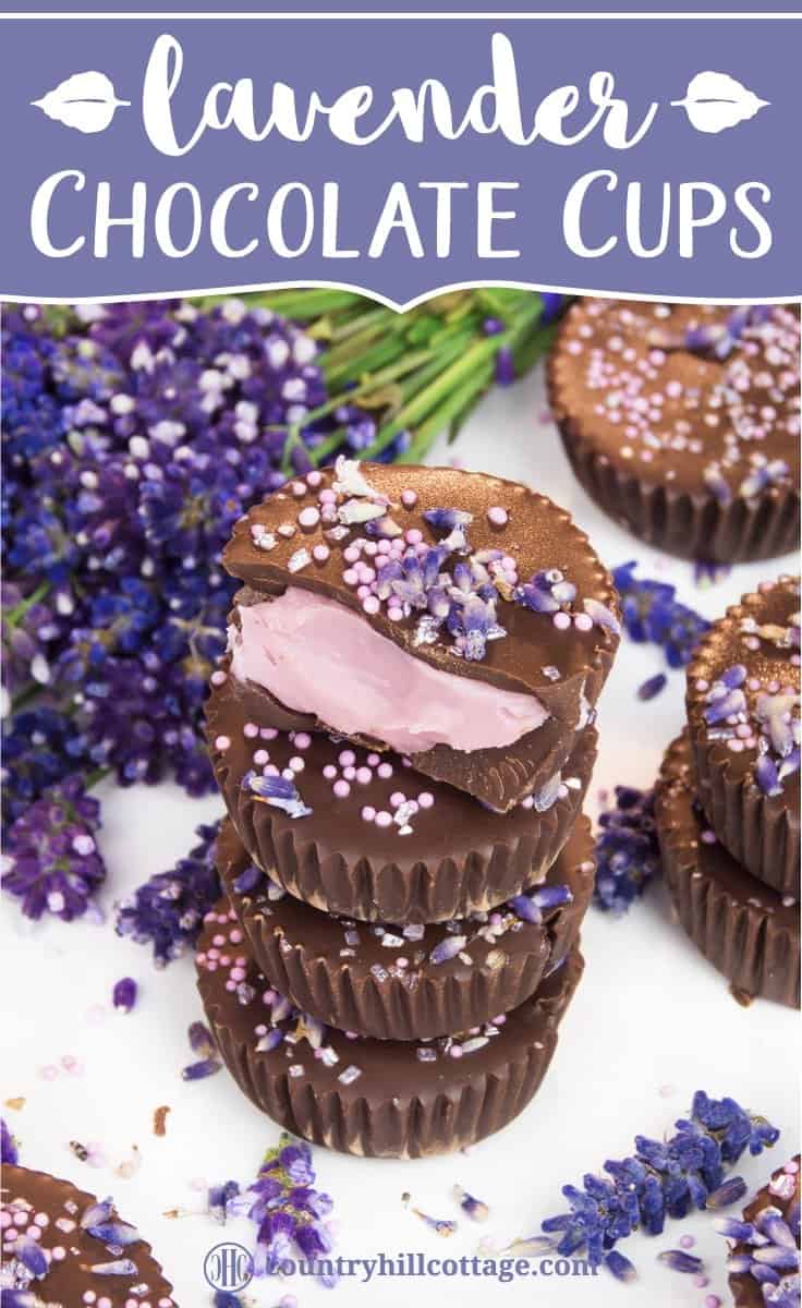 Lavender chocolate truffles are the perfect blend of rich dark chocolate and luxurious lavender aroma. The first step is to whip up a lavender-infused chocolate ganache. Then layer melted dark chocolate and the ganache in small cupcake cases and chill until set. These indulgent little chocolate cups are great homemade food gift for many occasions. Tab the image for the recipe and free printable gift boxes. #chocolatetruffles #lavender #essentialoil #truffles #foodgifts | countryhillcottage.com Lavender chocolate truffles are the perfect blend of rich dark chocolate and luxurious lavender aroma. The first step is to whip up a lavender-infused chocolate ganache. Then layer melted dark chocolate and the ganache in small cupcake cases and chill until set. These indulgent little chocolate cups are great homemade food gift for many occasions. Tab the image for the recipe and free printable gift boxes. #chocolatetruffles #lavender #essentialoil #truffles #foodgifts | countryhillcottage.com
