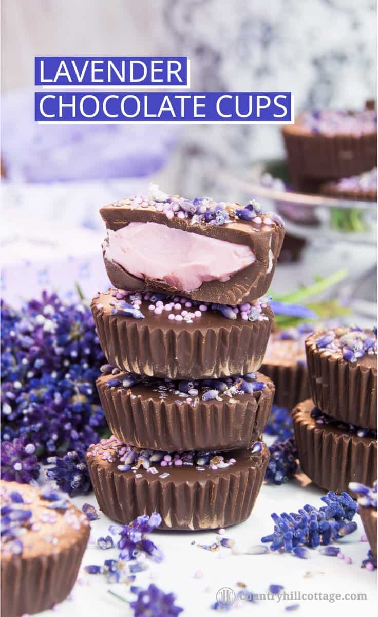 Lavender chocolate truffles are the perfect blend of rich dark chocolate and luxurious lavender aroma. The first step is to whip up a lavender-infused chocolate ganache. Then layer melted dark chocolate and the ganache in small cupcake cases and chill until set. These indulgent little chocolate cups are great homemade food gift for many occasions. Tab the image for the recipe and free printable gift boxes. #chocolatetruffles #lavender #essentialoil #truffles #foodgifts | countryhillcottage.com Lavender chocolate truffles are the perfect blend of rich dark chocolate and luxurious lavender aroma. The first step is to whip up a lavender-infused chocolate ganache. Then layer melted dark chocolate and the ganache in small cupcake cases and chill until set. These indulgent little chocolate cups are great homemade food gift for many occasions. Tab the image for the recipe and free printable gift boxes. #chocolatetruffles #lavender #essentialoil #truffles #foodgifts | countryhillcottage.com