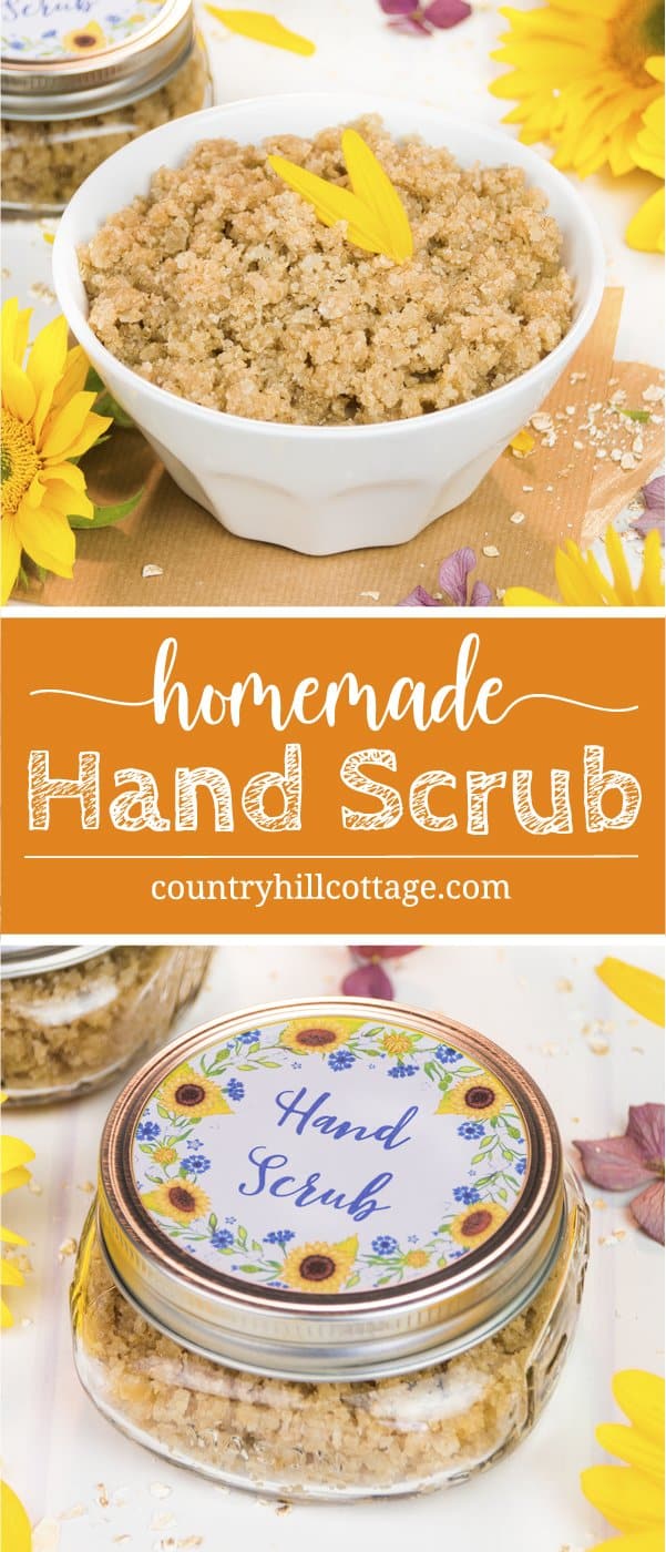Our homemade hand scrub exfoliates dull skin and is made with oats, sugar, Manuka honey, wheat germ oil and essential oils. This gentle DIY exfoliant also moisturises the skin, chapped cuticles and nails. The scrub is suitable for all skin types and can be used to exfoliate other parts of the body, such as the neck and arms. The scrub also doubles as a revitalising hand mask and makes a great DIY beauty gift. #handscrub #scrub #essentialoils #skincare | countryhillcottage.com Our homemade hand scrub exfoliates dull skin and is made with oats, sugar, Manuka honey, wheat germ oil and essential oils. This gentle DIY exfoliant also moisturises the skin, chapped cuticles and nails. The scrub is suitable for all skin types and can be used to exfoliate other parts of the body, such as the neck and arms. The scrub also doubles as a revitalising hand mask and makes a great DIY beauty gift. #handscrub #scrub #essentialoils #skincare | countryhillcottage.com