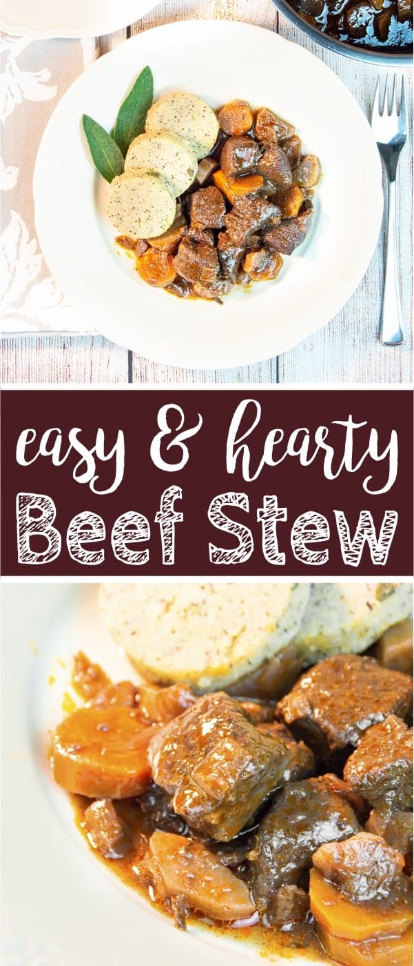 This easy beef stew recipe makes a sumptuous supper and is perfect for cheaper cuts. Our traditional braised beef stew is made with root veggies, fresh herbs, red wine and tasty broth. A slow cooking time guarantees tender meat and a flavourful gravy. The recipe includes instructions for cooking the beef stew on a stove top, in the oven or slow cooker, as well as tips for the type of beef cut you need, seasoning and other ingredients. #beef #stew #beefstew #stewrecipe | countryhillcottage.com This easy beef stew recipe makes a sumptuous supper and is perfect for cheaper cuts. Our traditional braised beef stew is made with root veggies, fresh herbs, red wine and tasty broth. A slow cooking time guarantees tender meat and a flavourful gravy. The recipe includes instructions for cooking the beef stew on a stove top, in the oven or slow cooker, as well as tips for the type of beef cut you need, seasoning and other ingredients. #beef #stew #beefstew #stewrecipe | countryhillcottage.com