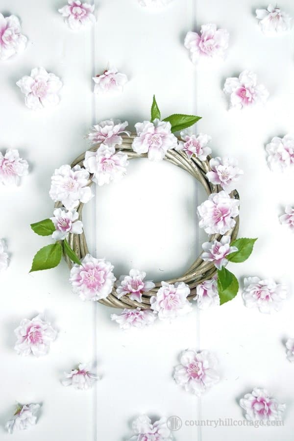 Simple silk flower wreath for spring