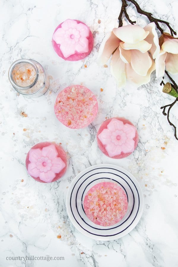 Refresh your skin with a DIY exfoliating soap with Himalayan salt! Suitable for hands and body, the salt crystals provide gentle exfoliation & cleansing, while the added vitamin E oil nourishes & moisturises the skin. These handcrafted soap bars are made with a melt-and-pour soap base so you can have them ready in no time. The soap are great gifts for Mother’s Day, spring birthdays or beauty lovers all year round. #meltandpoursoap #diysoap #exfoliatingsoap #soapmaking | countryhillcottage.com Refresh your skin with a DIY exfoliating soap with Himalayan salt! Suitable for hands and body, the salt crystals provide gentle exfoliation & cleansing, while the added vitamin E oil nourishes & moisturises the skin. These handcrafted soap bars are made with a melt-and-pour soap base so you can have them ready in no time. The soap are great gifts for Mother’s Day, spring birthdays or beauty lovers all year round. #meltandpoursoap #diysoap #exfoliatingsoap #soapmaking | countryhillcottage.com