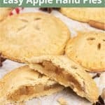 Easy apple hand pies recipe from scratch! See how to make apple hand pies with a simple vegan gluten-free cinnamon pie crust and a flavorful caramel apple filling. These simple fruit hand pies are a delicious and healthy fall baking recipe. Mini apple pies are healthy homemade food gift idea. And, this easy hand pie recipes also includes two quick shortcuts: puff pastry hand pies and apple hand pies with canned pie filling. #applehandpies #handpies #vegan #glutenfree | countryhillcottage.com