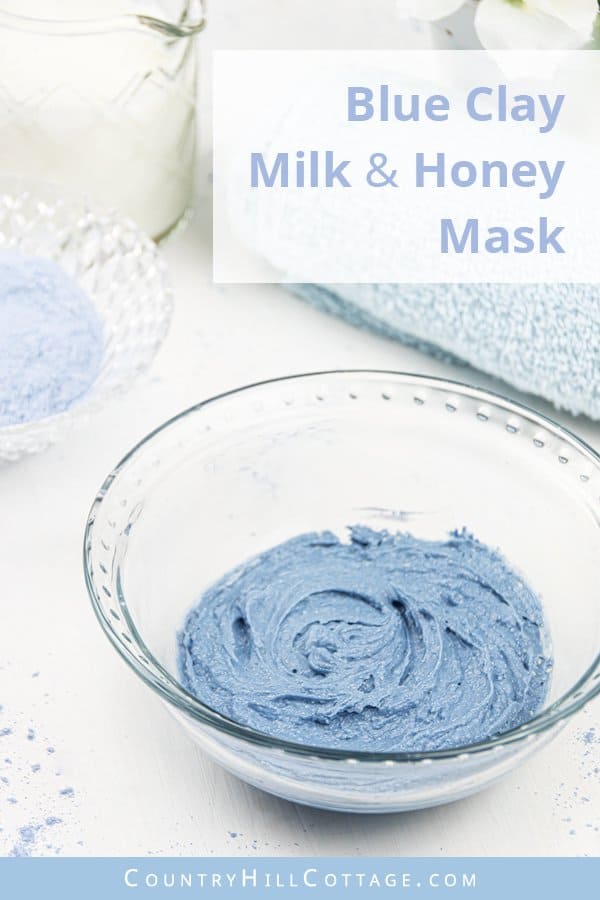 Blue clay honey face mask for glowing skin – Sky blue exfoliating clay mask. Packed with nutrients, antioxidants and flavonoids, honey is a great ingredient for a honey clay mask. Raw honey has several skincare benefits. It’s a gentle exfoliator, pore cleanser and its antibacterial and anti-inflammatory properties help to clear out clogged pores and soothe acne, reduce the signs of skin ageing and prevent free-radical damage. #blueclay #claymask #blueclaymask #honey | countryhillcottage.com