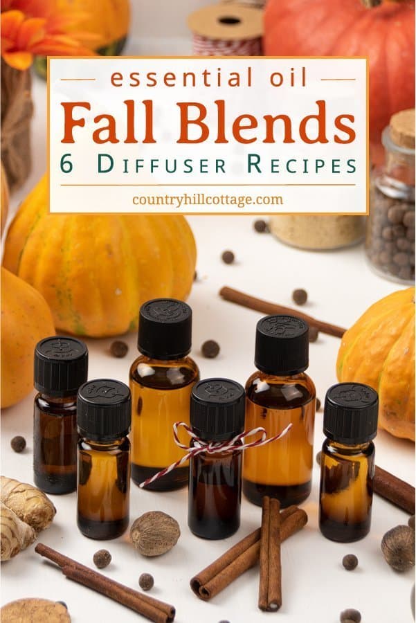 Learn how to make your home smell like autumn with 6 seasonal essential oil blends for fall! Autumn essential oils provide cozy fall fragrances & calming natural scents to enjoy all season long. Fall essential oil diffuser blend recipes are easy and will help you relax. The DIY essential oil blends are great air freshener and good for aromatherapy, home fragrance, relaxation, focus, energy & purification. #diffuserblends #essentialoils #fall #autumn #aromatherapy #diy | countryhillcottage.com