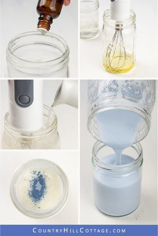 Learn how to make easy homemade body lotion from scratch in this step-by-step tutorial. This lightweight DIY body lotion is very moisturizing and made with natural materials. The simple whipped moisturizer feels velvety and is perfect to keep your skin soft and supple all winter long. Plus, you get useful tips for how to make homemade body lotion from scratch. Beauty product with shea butter and essential oils. #bodylotion #dryskin #moisurizer #essentialoils | countryhillcottage.com