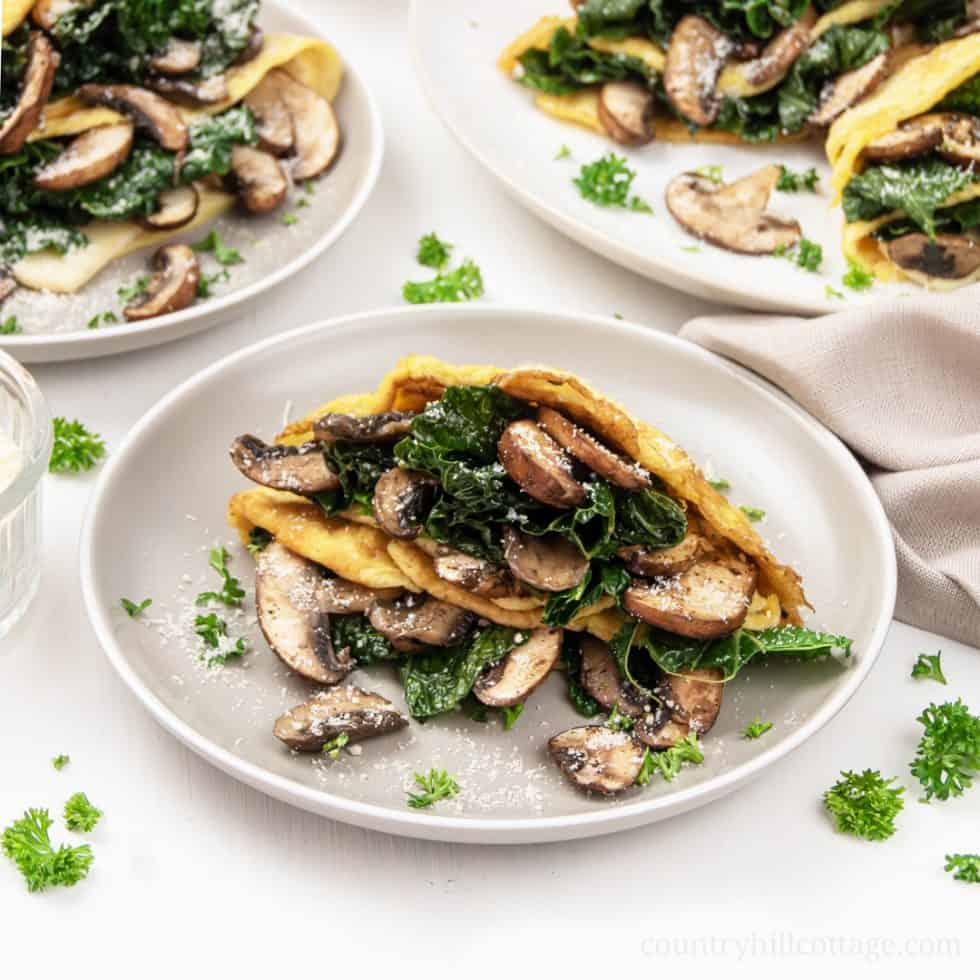 Mushroom Kale Frittata Crepes Recipe