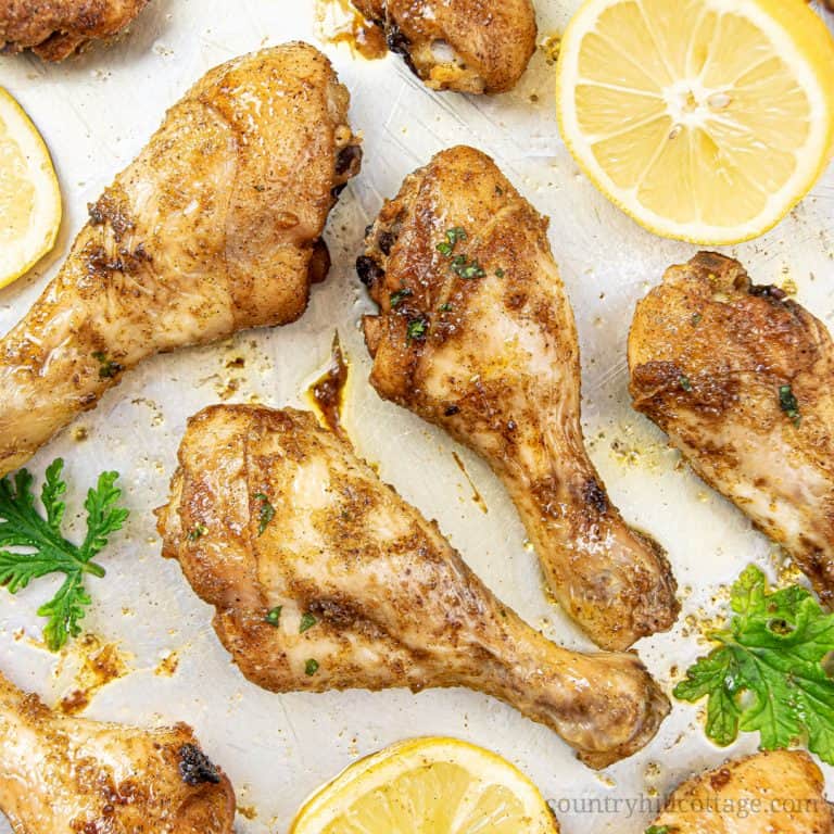 Easy healthy oven baked crispy chicken drumsticks is one of the best chicken drumstick recipes! Simple crunchy oven fried roasted chicken legs are delicious with rice, salad or fries and are a quick family midweek chicken dinner ideas, lunch meals, game day snack, or appetizer. The healthy easy chicken recipe is keto, low carb and gluten free. See how to cook tender shake and bake roasted chicken legs with a spice rub marinade. #chicken #bakeddrumsticks #bakedchicken | countryhilcottage.com