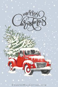 Christmas Truck Free Printable Wall Art, Greeting Cards &amp; Gift Tags