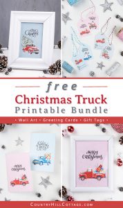 Christmas Truck Free Printable Wall Art, Greeting Cards &amp; Gift Tags