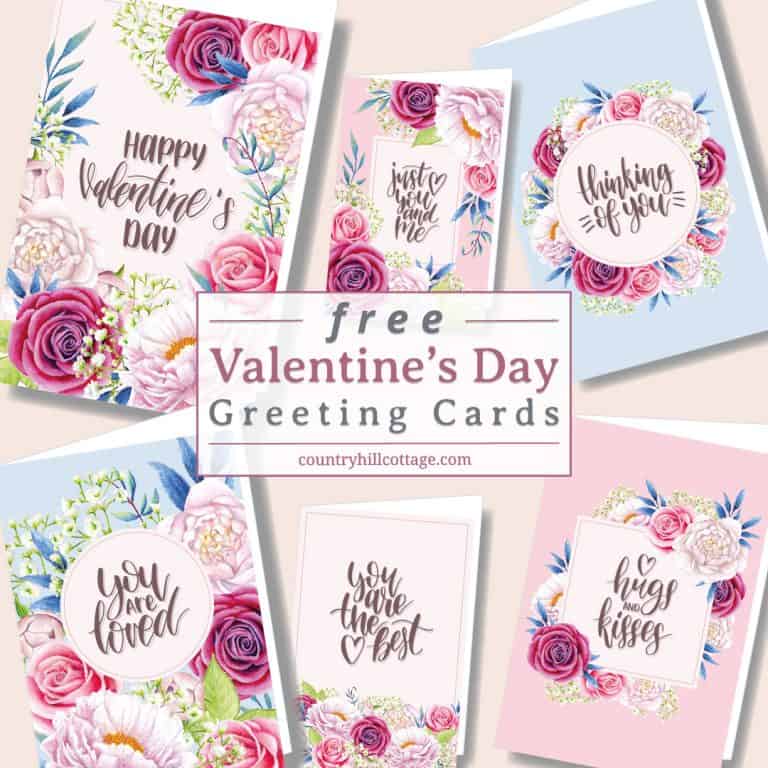 Download free printable Valentines Day Cards! Cute easy DIY 4x6 Valentine’s cards come in 6 romantic designs, show handmade vintage watercolor flowers illustration drawings, and different calligraphy text messages, sayings and quotes. The simple homemade craft project is a great idea for him, her, friends, men, mom, husband, boyfriend, parents, adults, teachers, the office, teachers, grandparents, elderly, coworkers, crush and teens. #printable #crard #ValentinesDay | countryhillcottage.com