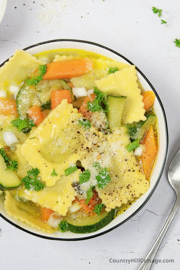 ravioli and vegetable soup