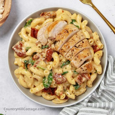 Tuscan chicken mac and cheese
