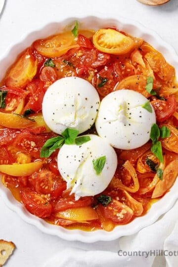 baked burrata with roasted tomatoes