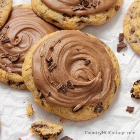 frosted chocolate chip cookies