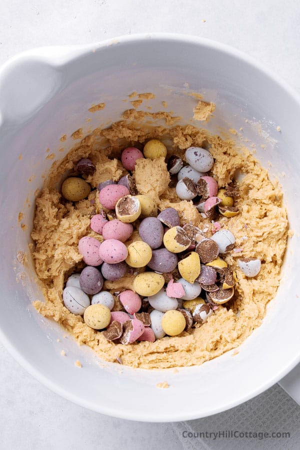 cookie dough with Cadbury eggs