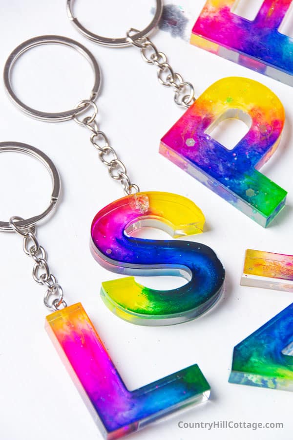 epoxy letter keychains