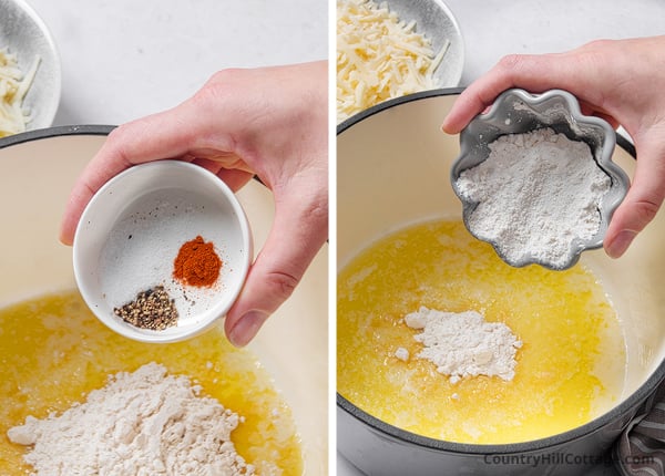step 2 add flour and spices