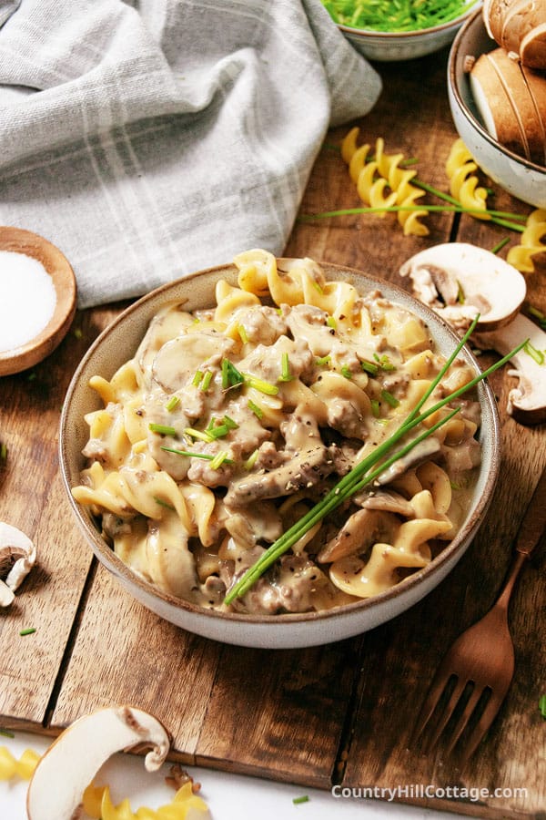 beef stroganoff with cheese