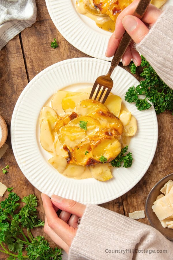 potatoes with Velveeta cheese sauce