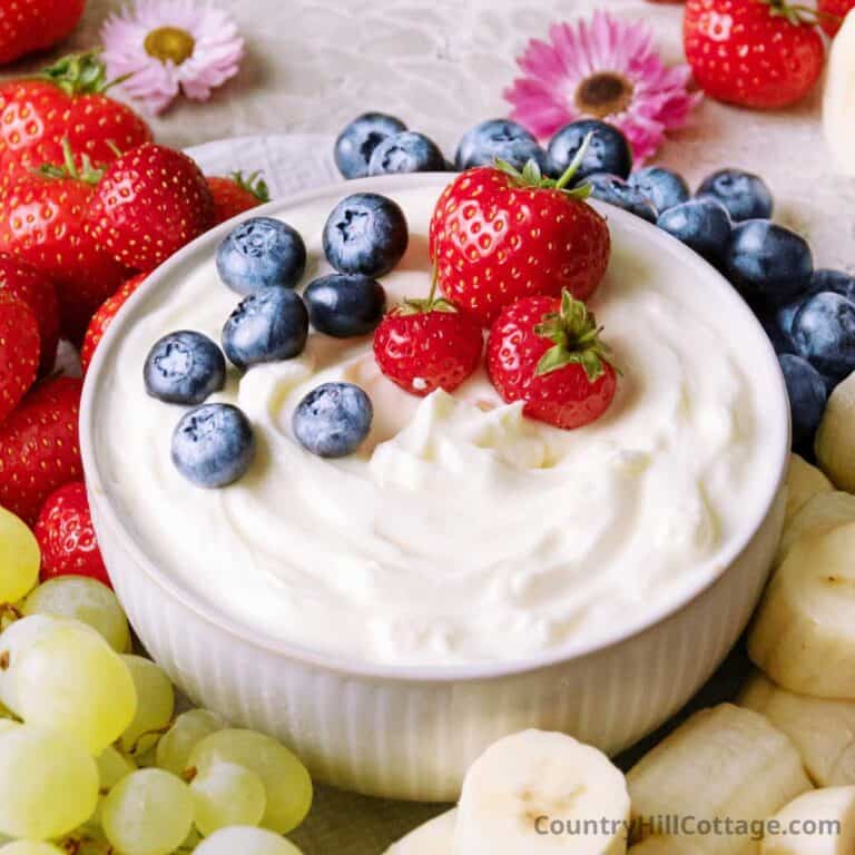 cream cheese fruit dip with powdered sugar.