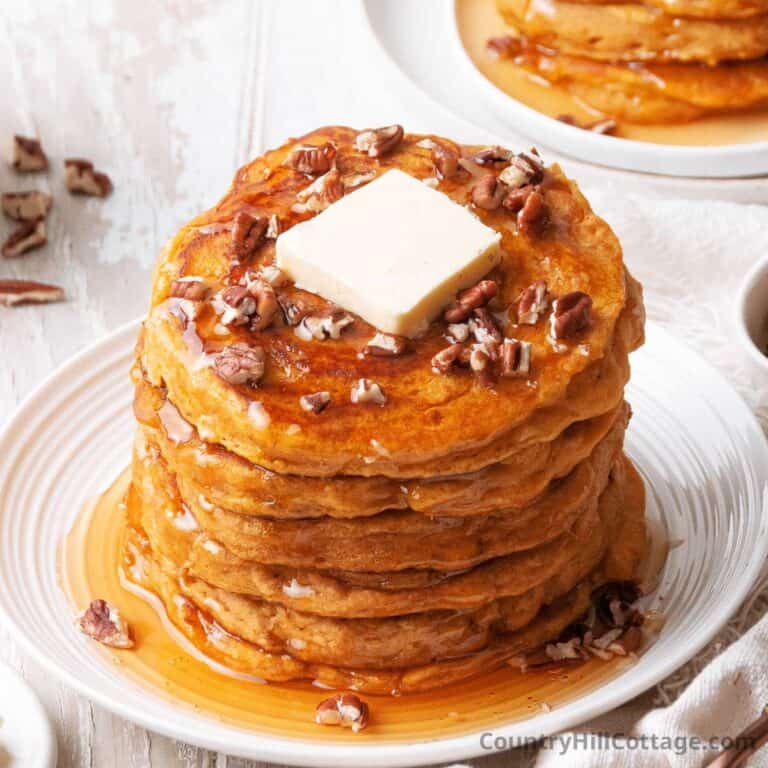 pumpkin pancakes using pancake mix.