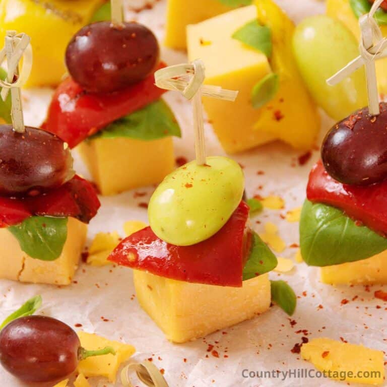 fruit cheese skewers.