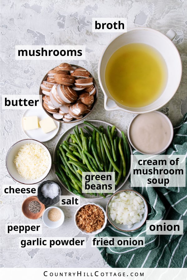 green bean casserole ingredients.