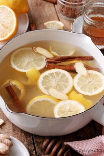 lemon ginger cinnamon honey tea.