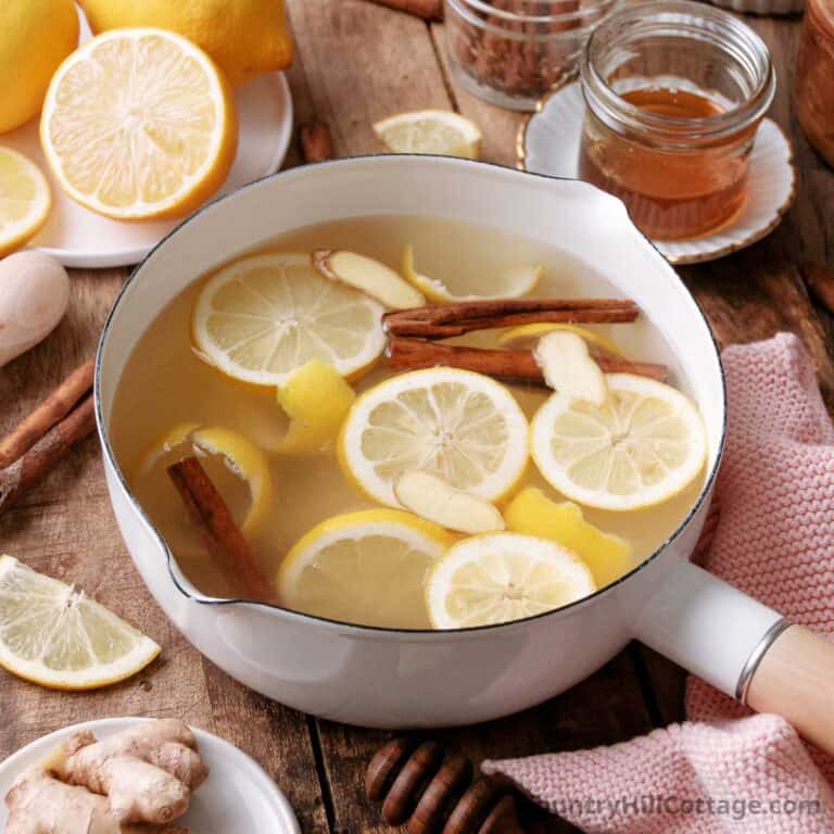 lemon ginger cinnamon honey tea.