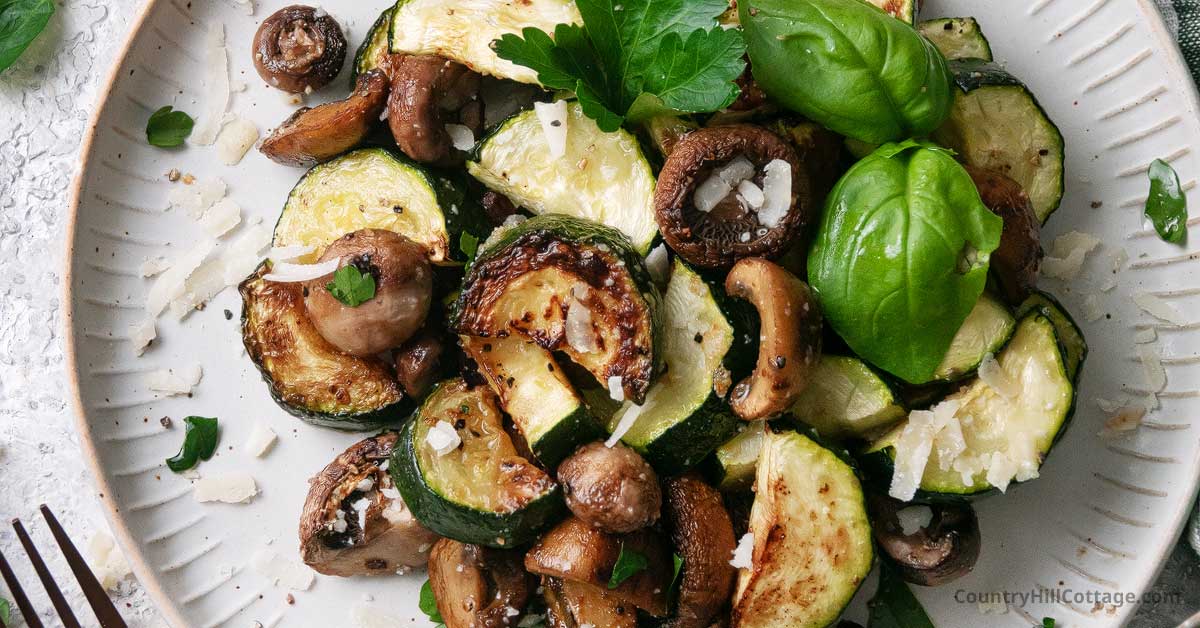 Roasted Zucchini And Mushrooms