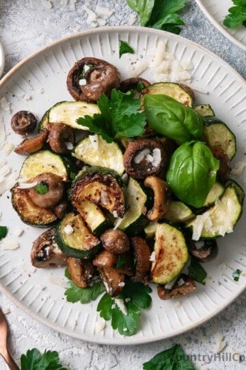 roasted zucchini and mushrooms.