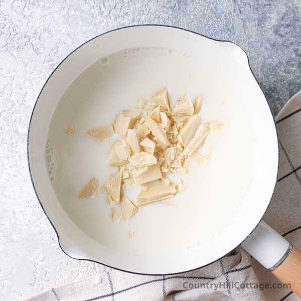 step 1 melt white chocolate.