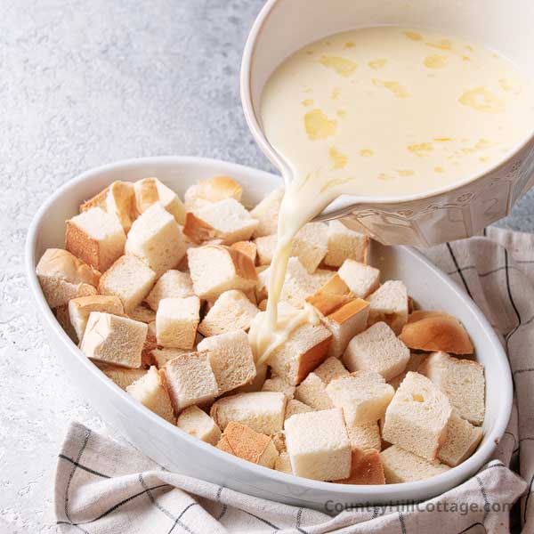 step 3 assemble bread pudding.