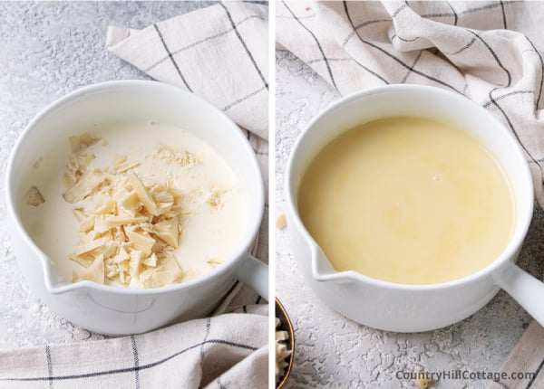 step 5 make white chocolate sauce.